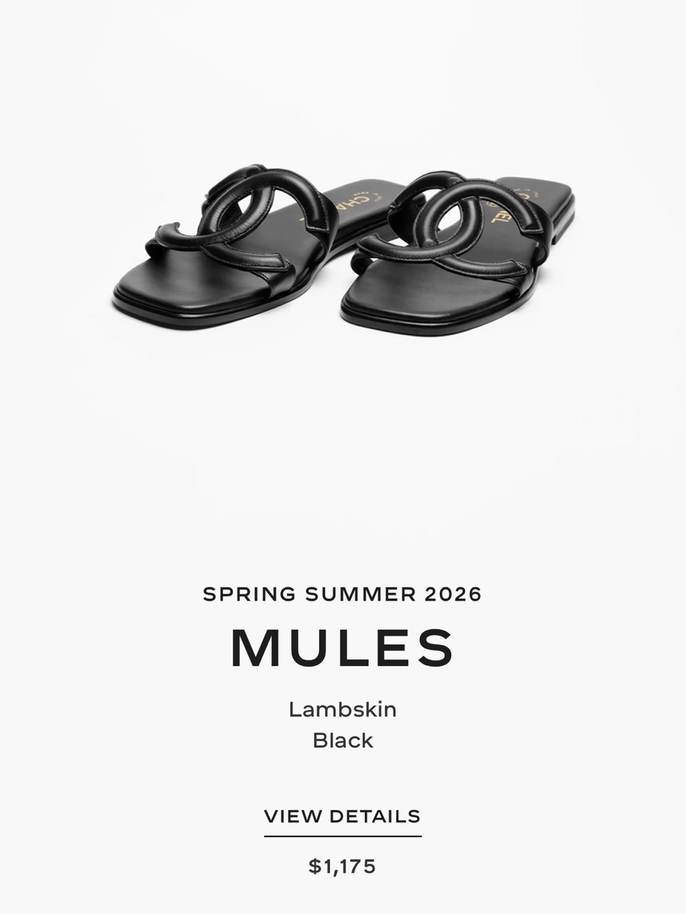CHANEL Black Lambskin Interlocking CC Mules Sandals